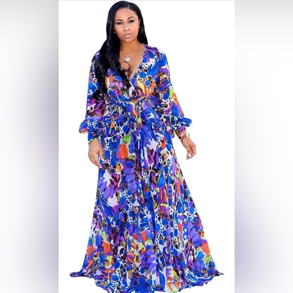 Nuofengkudu Dresses & Skirts - Nuofengkudu Painterly Maxi Dress
